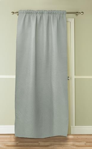 Olivia Rocco Aria Thermal Door Curtain Insulated Curtains Pencil Pleat Blackout Curtain Single Panel for Door Living Room Bedroom 117 x 213 cm, Grey