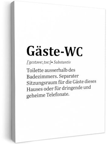 MuchoWow© Leinwandbilder 60x80 cm Wall Art Decoration Bilder für die Wand Badezimmer WC Toilette Deko Canvas Painting Wanddekoration Zitat - Definition - Klopapier - Weiß