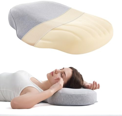 Sonive Nackenkissen Kopfkissen, 58x38x10cm Kissen mit Baumwolle Kissenbezug | Memory Foam für Kinder Mann Frau , Grau 58x38x10cm