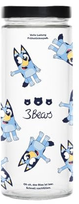 3Bears Knuspermüsli Vorratsglas – Bluey Edition | Luftdichtes Glas mit Deckel für Müsli