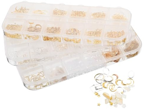 HOODANCOS 6 Boxen Epoxidgehäuse Manikürezubehör Marine Epoxidfüller DIY Zubehör Maniküre Nieten Schmuckherstellung Zubehör Bootszubehör Marine Gemischte Charms Anhänger
