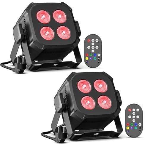 Rtktoup 2PCS RGBW Par LED Lumière de Scène, 40W Lumière Fête DMX 4/8CH avec Télécommande Éclairage de Scène, Lumière Soirée DJ pour Disco Show Bar Mariage Concert Halloween Noël