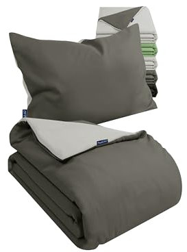 Marie´s Home Velvety Soft Bettwäsche 100x135 Bettwäsche Ultra weich - Bettbezug + 1 Kissenbezug 80x80 2-teiliges Set 1629.2376, 100 x 135 + 40 x 60 cm, anthrazit - Silber