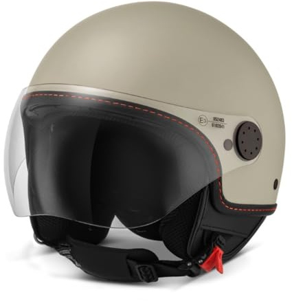 Jethelm Piaggio original Visor 4.0 Demi Jet für Vespa Fahrer mit ECE 22.06 Zulassung (beige matt, M)