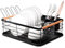 Marctani Escurreplatos sobre Fregadero Vintage de Acero Inoxidable con Bandeja ANTIGOTEO y Guarda Cubiertos - Escurridor de Platos Ahorra Espacio - Dish Rack Escurre Platos y Vasos 31x43x14cm (Negro)
