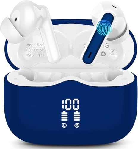 Bluetooth Kopfhörer, 2025 In Ear Kopfhörer Kabellos Bluetooth 5.4 mit 4 ENC Noise Cancelling Mic, 40Std Kabellose Kopfhörer IP7 Wasserdicht, Comfort Fit USB-C LED-Anzeige, Ohrhörer für Arbeit Sport
