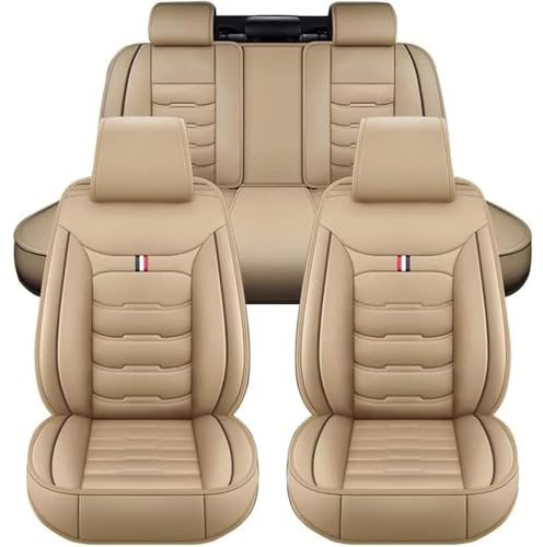 Autositzbezüge für Mercedes Benz A Klasse W169 A Klasse W176 A45 AMG, Leder Sitzbezüge Auto Bequem Wasserdicht Sitzbezüge Universal Innenraum,Beige