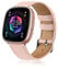 OFFCUP Leder Armband Kompatibel mit Fitbit Versa 3/ Versa 4/ Fitbit Sense/Sense 2 Band mit Edelstahl-Verschluss Uhrenarmband Sports Watch Armbänder für Damen Herren Lederband Ersatzband -Rosa
