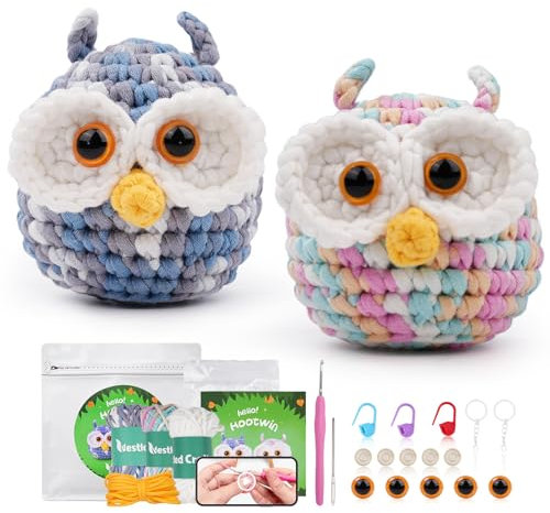 Outbit Häkel set für Anfänger, komplettes Häkelset mit Schritt-für-Schritt-Video-Tutorials, ideales DIY-Geschenk für Erwachsene und Bastelliebhaber (Owl)