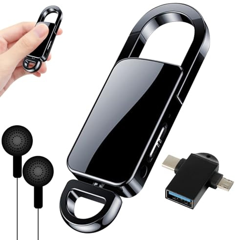 128GB Diktiergerät Mini Voice Activated Recorder mit Rauschunterdrückung | Dreifacher Rauschunterdrückung 1500H Audio Speicher und 8-Stunden Akkulaufzeit für Meetings, Vorträge, Interviews