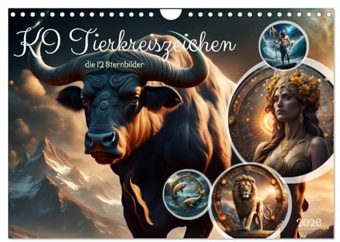 KI Tierkreiszeichen (Wandkalender 2026 DIN A4 quer), CALVENDO Monatskalender: KI unterstützer Tierkreiszeichen-Geburtstagskalender (CALVENDO Kunst)