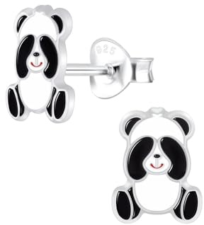 Monkimau Mädchen Ohrringe Panda | Ohrstecker aus 925 Sterling Silber | Kinderohrringe hypoallergen