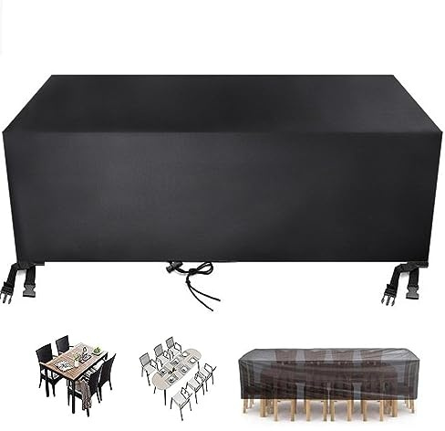 Heavy Duty Waterproof Outdoor Furniture Cover 275x150x95cm - 420D Oxford Anti-UV Fabric for Rattan Deck Box & Garden Storage - Durable Black Protection for Tables & Chairs