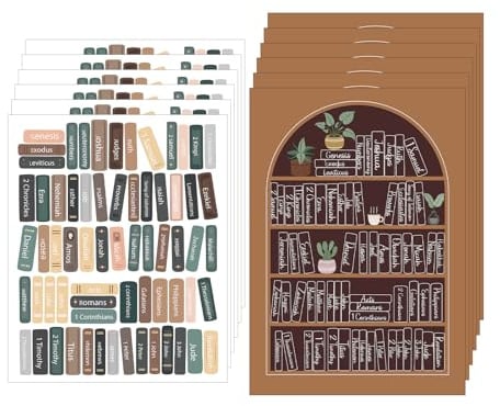12stk Bibel-Lese-Tracker-Aufkleber, Klassische Bibel-Buchregal-Aufkleber Geschenke für Christen und Buchliebhaber Lernmaterial für Tieferes Lesen Im Buch