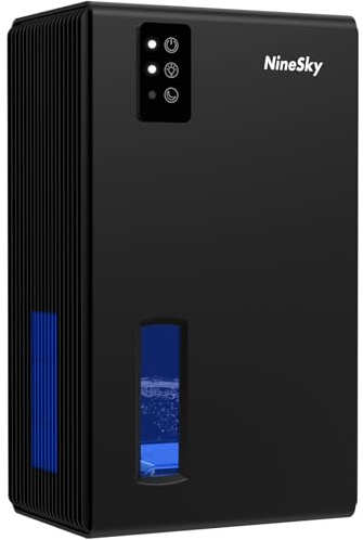 NineSky Home Dehumidifier, 94 oz Water Tank (1000 m2) Auto Shut Off Bathroom Bedroom Basement, 7 Colors LED Light (Black)