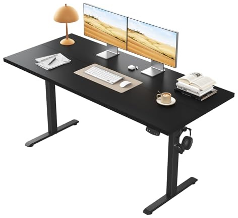 Klicelor Höhenverstellbarer Schreibtisch 100x60 cm mit 2 Speicherplätzen | Schreibtisch elektrisch, Stehschreibtisch mit Kollisionsschutz, 70 kg Tragkraft, Computertisch Homeoffice, Schwarz