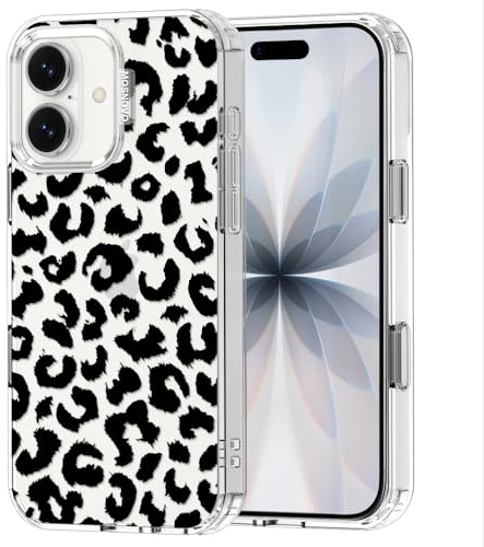 MOSNOVO Case for iPhone 17, [Buffertech 6.6ft Military-Grade Drop Protection] [Anti Peel Off Tech] Clear TPU Bumper Phone Case - Black Leopard Print