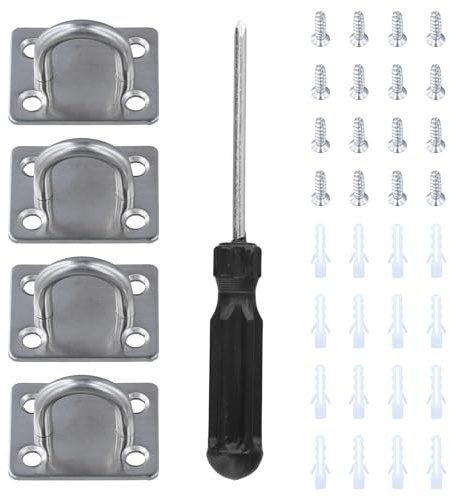 Kaiyzo Set di 4 Ganci da Soffitto in Acciaio Inossidabile, a Forma di U per Altalena Interna, Sedia Sospesa, Amaca, Sacco da Boxe, con 16 Viti e 1 Cacciavite