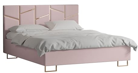 4ALL HOME Polsterbett Arctis 120/140/160/180/200x200 cm mit Bettkasten und Lattenrost – Designerbett – Komfortbett mit Stauraum – Mettalrahmen mit Gasdruckfedern (Royal 42 Blassrosa, 160x200 cm)