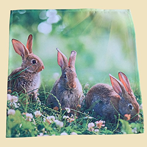 Tischdecke Osterhasen im Gras ca. 35 cm x 50 cm Farbe grün (40 cm x 40 cm)