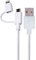 DCU Tecnologic | Cable Cargador | Cable Lightning + Micro USB a USB 2.0 | Cargador Lightning y Micro USB | Compatible con iPhone | Longitud: 1M | Blanco