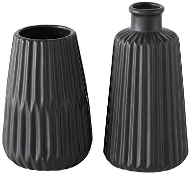 BOLTZE 2 x Vase Esko schwarz Höhe 17 cm