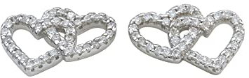 Gerry Eder Ohrringe 01.1174 Damen Ohrstecker Herz Silber Weiß Zirkonia