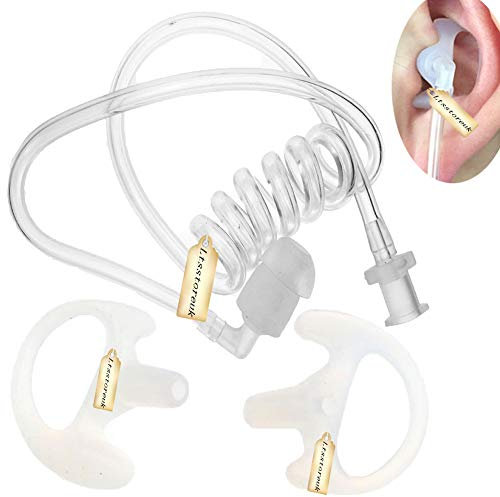 Ltsstoreuk Replacement 2 Way Radio Earmold White Medium Soft Rubber Earbuds Earmould Left and Right& Replacement Clear Acoustic Coil Audio Tube Compatible for Motorola Kenwood Baofeng Radio