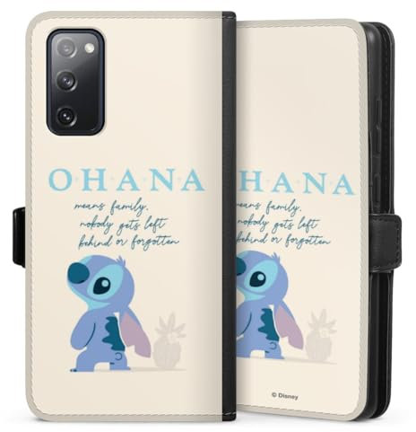 DeinDesign Klapphülle kompatibel mit Samsung Galaxy S20 FE Handyhülle aus Kunst Leder schwarz Flip Case Lilo & Stitch Offizielles Lizenzprodukt Disney
