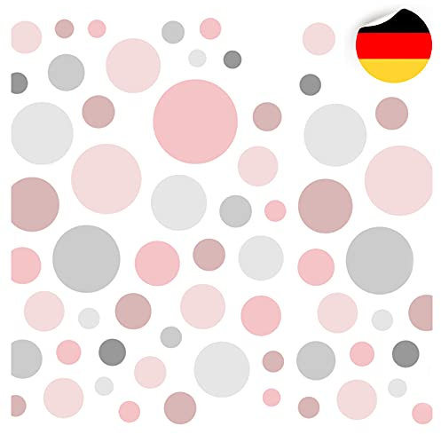 Little Deco 86 Kreise Wandtattoo Kinderzimmer Punkte Wandsticker Set Aufkleber Wanddeko Spielzimmer Babyzimmer Kinder Schlafen Rosa Grau DL608