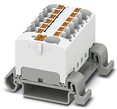 PHOENIX CONTACT PTFIX 10/12X4-NS35A WH Verteilerblock, 800 V, 32 A, Anzahl der Anschlüsse 13, Querschnitt 0,2 mm² - 6 mm², AWG 24 - 10, Breite 46,3 mm, Weiß, 8 Stück
