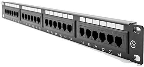LMS Data 24 Port 1U Rackmount CAT 5 E UTP Patch Panel Plus Back Bar For Data Cabinets (PPAN-24-LC2)