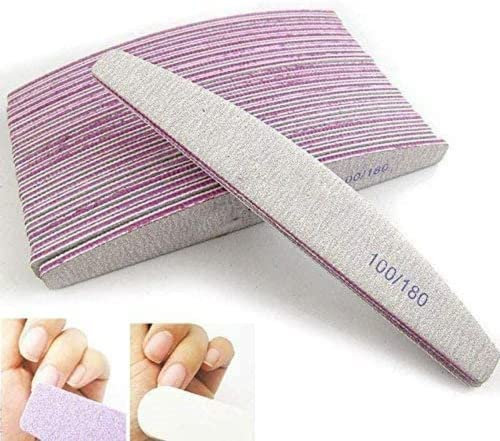Lot de 10 limes à ongles pour Nail Art (grain 100/180) pour polir la manucure acrylique, à utiliser à la maison et en salon