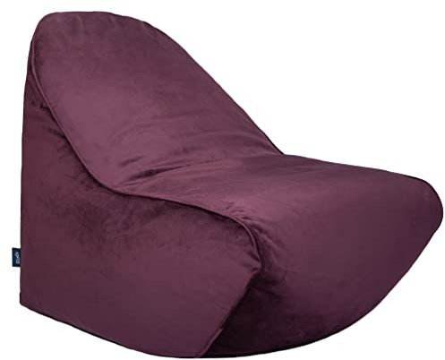 Loft 25 Gaming Sitzsack XXL für Erwachsene – Ergonomischer Indoor Sitzsessel mit Füllung 100 x 100 x 80 cm, Langlebig & Bequem bean bag sessel wohnzimmer Hergestellt in der EU (Samt-Gewebe, Aubergine)