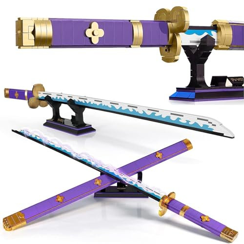 HIGH GODO Animes Spada Cosplay Zoro Katana - Set di mattoncini da costruzione, 936 pezzi, 98,6 cm, con fodero e supporto, regalo per adulti e ragazzi a partire dagli 8 anni in su