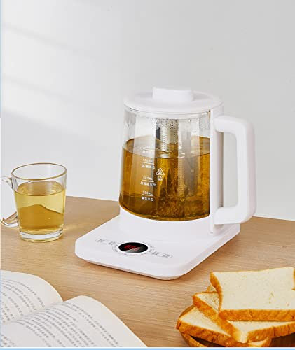 BOMEETSIA 1.8L Multifunctional Health Pot, Household Glass Tea Maker, Office Decoction Kettle, Intelligent Automatic Kettle,DS68 White With Filter