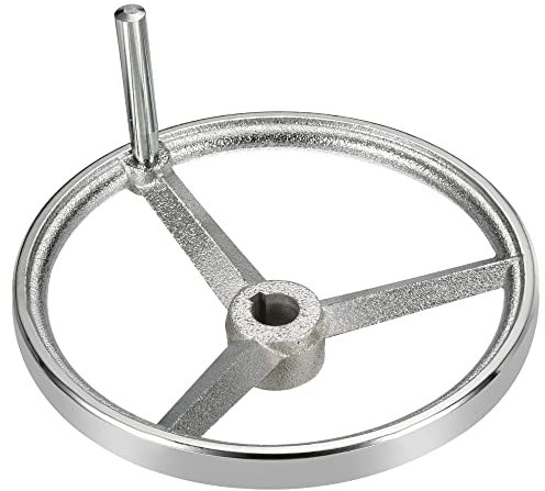 PATIKIL 200mm/8 Inch Diameter Rotary Handwheel, Cast Iron Chrome Plated with Handle for Many Types of Milling Machines and Lathes, Silver Tone