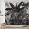 ASDCXZ Duschvorhang Dschungel 180x220 cm, Schwarz Handgemalt Tropical Pflanzen Blätter Waschbar Bad Duschvorhänge Polyester Textil Wasserdicht Duschvorhang für Badewanne mit 12 Duschvorhang Hake