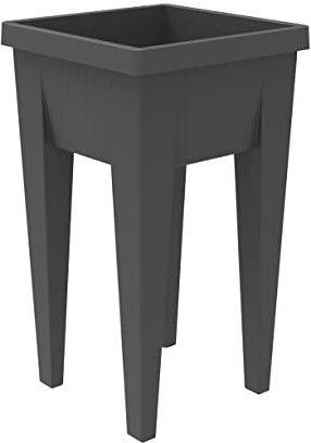 EDA - Espace Potager Veg&Table AROMATIQUE 23L - Zone Rétention d'eau - Pieds Creux avec Bouchon Evacuation - 38,5 x 38,5 x 68 cm - Gris Anthracite