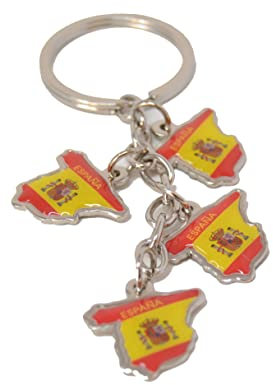Z&H Peninsula d'Espagne Porte-clés en métal avec les breloques du drapeau de l'Espagne, porte-clés de l'Espagne, accessoires de sac, Souvenir., citronier, S
