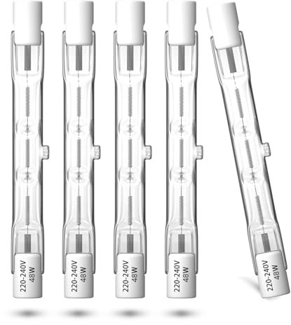 Klarlight Halogenstab 78mm 48W R7s Halogenlampen Warmweiß 2700K Dimmbar 230V T3 J78 Linear Halogen Flutlicht Birne 750LM für Arbeitssicherheit Landschaftsleuchten Stehlampen (5 Stück)