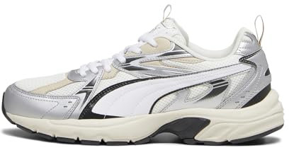 PUMA Milenio Tech, Scarpe da Ginnastica Unisex-Adulto, Warm White White Silver, 42 EU