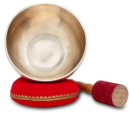 XDrum Therapeutic Klangschale D/1000g Komplett Set - Handgehämmerte Klangschale für Sakralchakra (Svadhisthana) - Gestimmt auf Ton D - Ca. 18,5 Durchmesser - Ca. 1000 g - Set inkl. Kissen & Schlägel