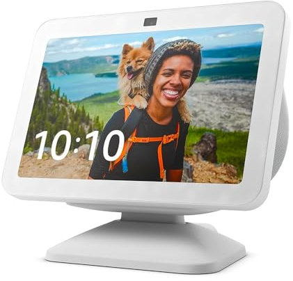 Echo Show 8 (3rd generation (2023 release)), Glacier White + Adjustable Stand, Glacier White