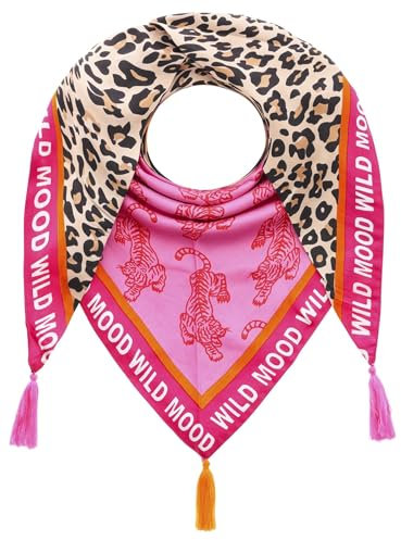 Zwillingsherz Dreieckstuch aus 100% nachhaltiger Bambusviskose – Organic Frühlingsschal Halstuch Stola - Freizeitschal Damen Frauen Leo mit Tasseln