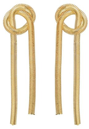 Ayoiow Damen Ohrringe Vintage Kupfer Schlangenkette Gold Tropfenohrringe Vintage