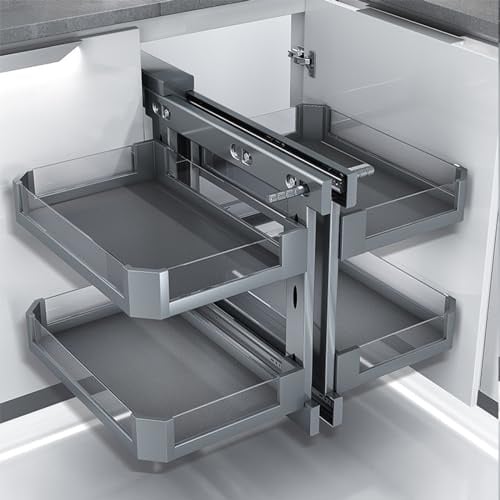 SJDUYD Organizador extraíble para gabinete de esquina ciega de cocina con 4 cestas, organizador de gabinete deslizante, organizador de almacenamiento extensible para gabinete de despensa 800