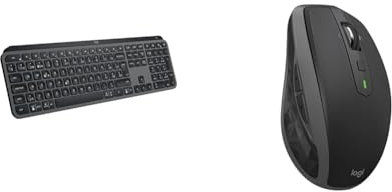 Logitech MX Keys S PLUS Wireless Keyboard, Low Profile, Fluid Quiet Typing, Programmable Keys & MX Anywhere 2S Wireless Mouse, Multi-Device, Bluetooth and 2.4 GHz