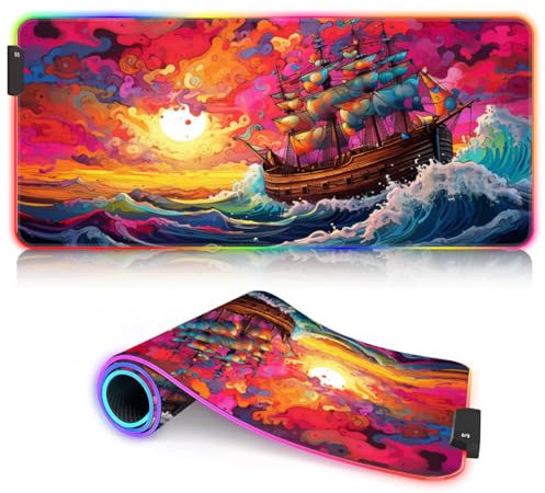 Tappetino per mouse La barca nel mare LED XL Esteso Gaming Mouse Pad ROG Large Gaming Mouse Pad/Mat (80x30x0.3) cm Progettato per giocatori Fps con bassi requisiti DPI