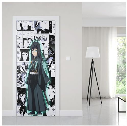 Intérieure Muraux Sticker Autocollant De Porte Manga, Papier Peint De Décoration, Sparadrap D'art 3D Duer, Affiche D'anime Pour Réfrigérateur(K,85x215cm)